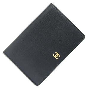 CHANEL Black Leather Logo Wallet